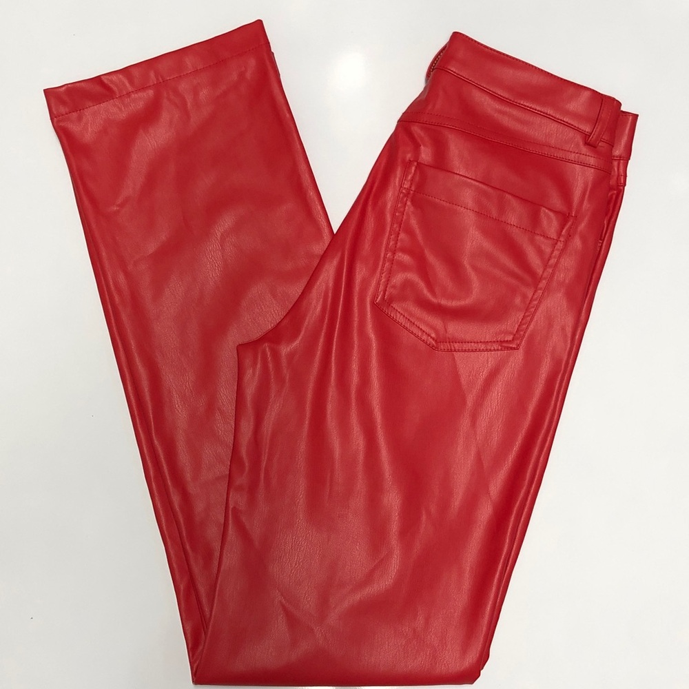 Zara high rise straight faux leather pants size S